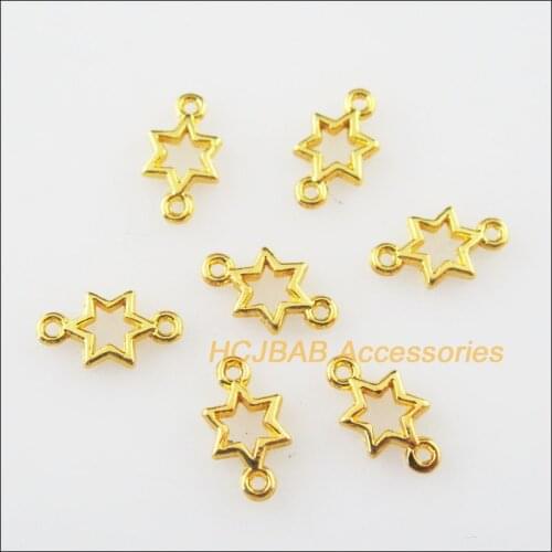 200Pcs Gold Color Tiny Star Circle Charms Connectors Pendants 5.5x10mm