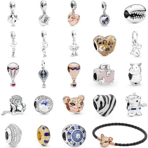 2019 Summer New 100% 925 Sterling Silver Lion Princess Charm Hot Air Balloon Bead Pendant Fit DIY Bracelet Original Jewelry Gift