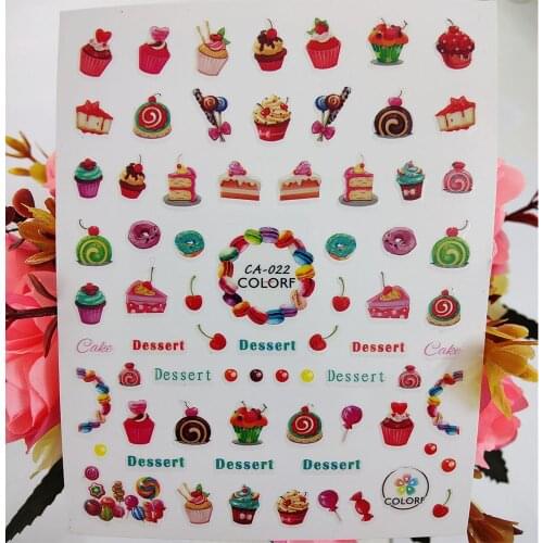 3D Nail Sticker Sweet Cake Dessert Candy Castle Design Nail Art Decoraciones Decals Foil Manicure Accessories Nails Supplies