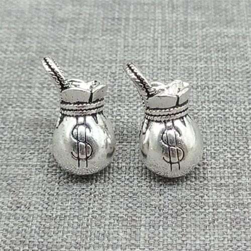 925 Sterling Silver Money Bag Charms with Money Sign Symbol for Bracelet Necklace
