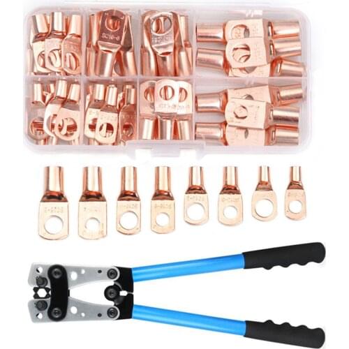 60pcs Assortment Car Auto Copper Ring Terminal Wire Crimp Connector Bare Cable Battery Terminals Soldered Connectors HX-50B Kit