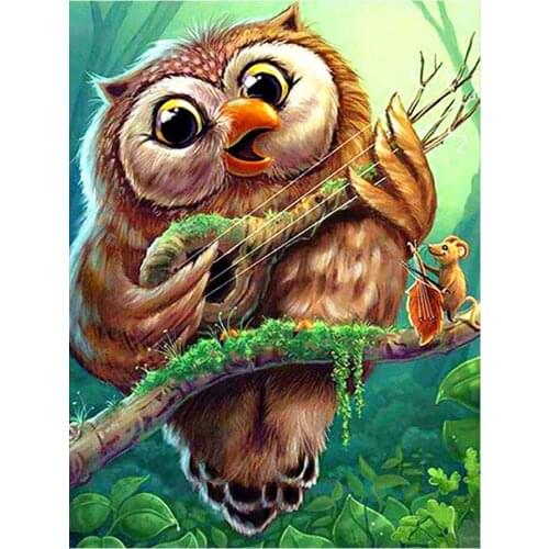 Musical Owl DIY diamond painting Owl complete diamond embroidery cross stitch rhinestone Mosaic painter home decoration