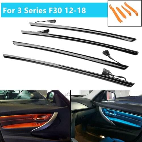 Car Four Interior Doors Panel LED Decorative Trims Lights With Blue And Orange Atmosphere Lights For BMW 3 Series F30