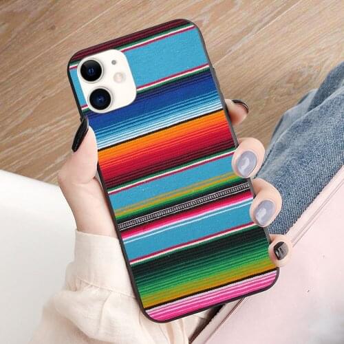 Mexican serape Baby Blue soft TPU border phone case for iphone 11PRO MAX 11 X XS XR XSMAX 6 plus 7 7plus 8 8plus cover