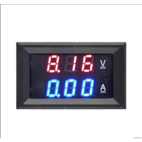 5pcs DC 0-100V 10A Digital Voltmeter Ammeter Dual Display Voltage Detector Current Meter Panel Amp Volt Gauge 0.28" Red Blue LED