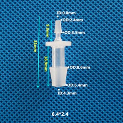 6.4mm to 2.4mm two-way joint straight through plastic joint variable diameter plastic straight through miniature plastic joint