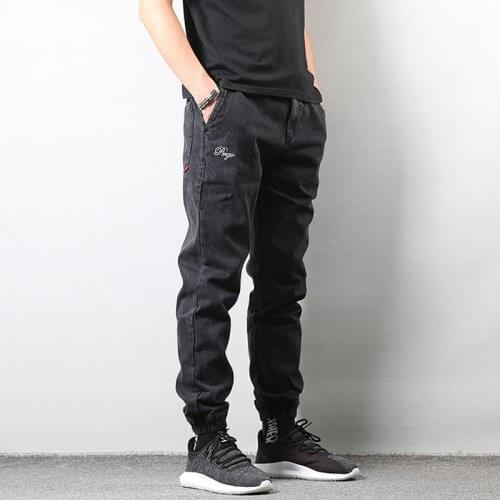 Fashion Streetwear Men Jeans Black Color Slim Fit Simple Denim Joggers Pants hombre Japanese Style Cargo Pants Hip Hop Jeans Men