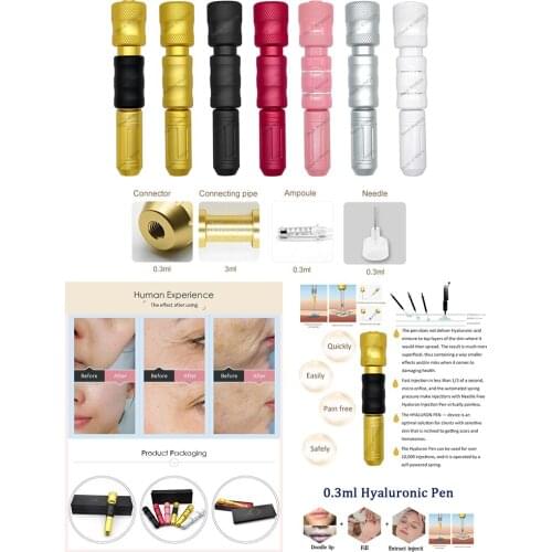 0.3ml Acid Lips Stabilizer Injector Needle-free Injection Hyaluron gun HA pen Adjustable Noninvasive Nebulizer hyaluronic Pen