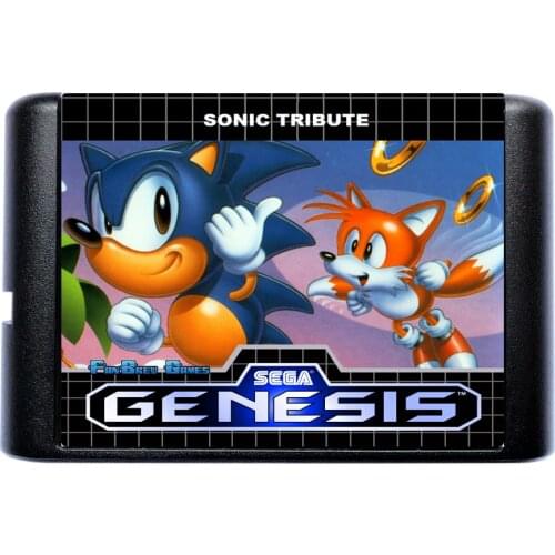 Sonic Tribute 16 Bit MD Game Card For Sega Mega Drive For Genesis