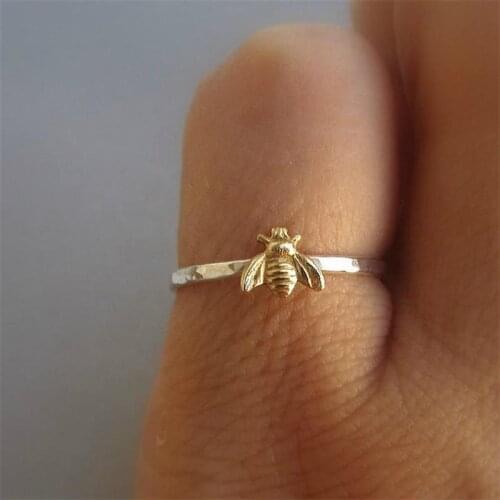 Exquisite Small Gold Bee Women Rings Wedding Engagement Ring Fashion Party Accessories Jewelry