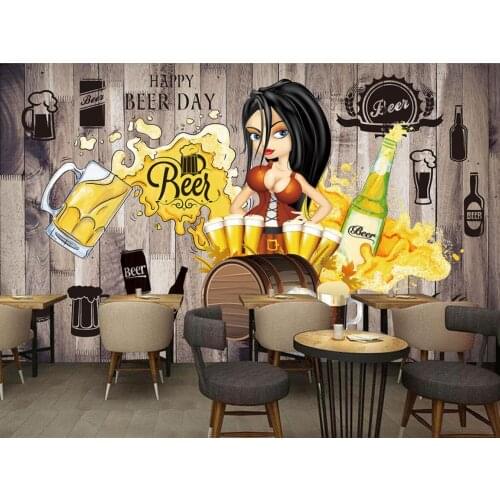Hand-painted beer decoration painting custom background wall painting home decoration living room bedroom bar 3d wallpaper mural