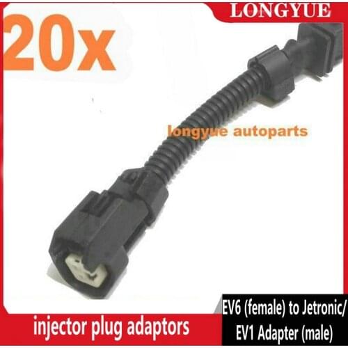 Longyue 20pcs US Car/EV6 (female) to Jetronic/EV1 Adapter (male) Injector Plug Adaptors