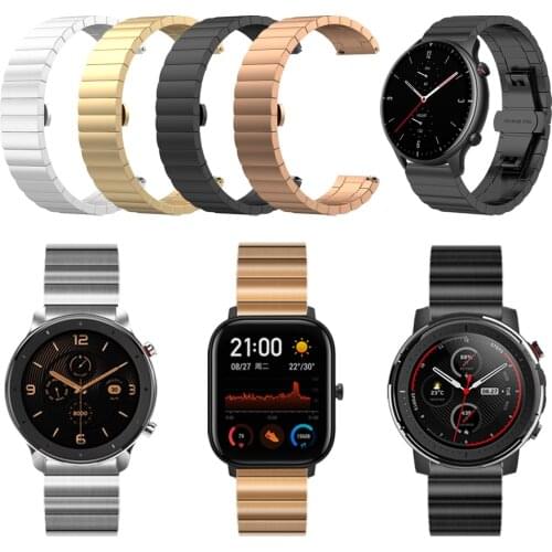 Metal Stainless steel Strap For Huami Amazfit GTR 2 GTS 2 Band Bracelet for Amazfit GTR 47MM Bip S/U/Amazfit Stratos 3 Watchband