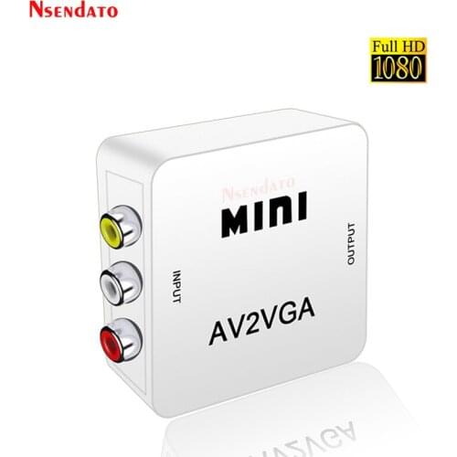 1080P Mini Video Convertor RCA AV to VGA Video Converter Conversor with 3.5mm Audio AV2VGA / CVBS + Audio to PC HDTV Converter