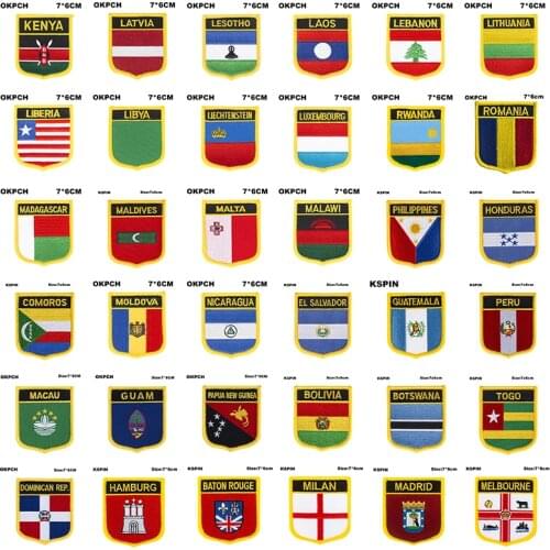 National Flag flag Embroidery Patch Badge Kenya Latvia Lesotho Laos Lebanon Lithuania Liberia Libya Romania