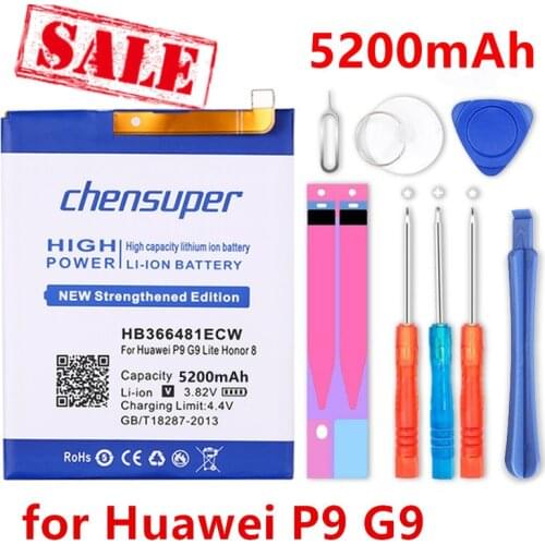 New 4800mAh HB366481ECW Battery for Huawei P9 Battery EVA-AL00 AL10 EVA-TL00 EVA-L19 For Huawei G9 Lite Honor 8 For Huawei 5c