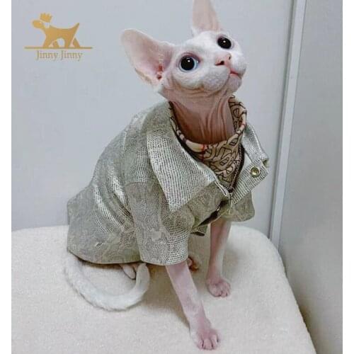 Sphynx Cat Clothes，Serpentine Road Breathable Summer Cotton Shirts Pet Clothes, Button Kitten T-Shirts For Sphinx Fairless Cat