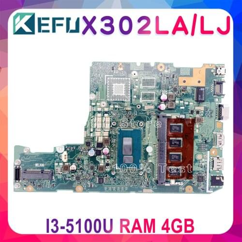 KEFU X302LA/LJ Original Mainboard For ASUS X302LJ X302LA Laptop Motherboard 4GB-RAM I3-5005U