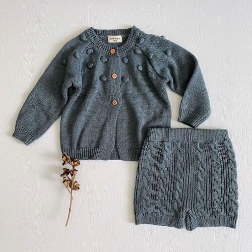 Autumn Winter Baby Boy Girl Long Sleeve Pure Color Coat + Shorts Suit Infant Kids Baby Boy Girl Children Clothes Suit