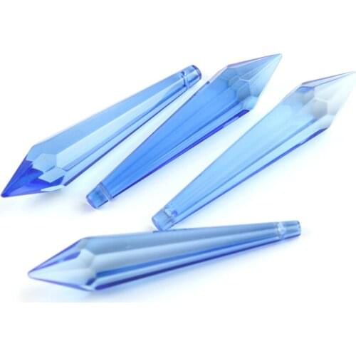 38MM/63MM/76MM Lt.blue K9 Crystal Chandelier Pendants Prisms Cut&Faceted Glass U-Icicle Drops For Cake Topper Decoration