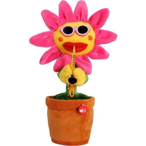 IPiggy Popular Funny Electric Toys For Kids Singing Dancing Flower Enchanting Sunflower With Saxophone Soft Stuffed Plush Toys