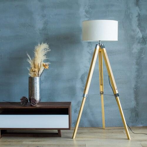 Nordic American simple and Vintage standard lamp adjustment import Solid Wood Switch Cloth Floor light for living room