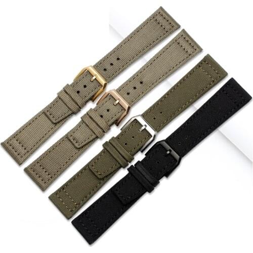 For IWC Pilot Spitfire Timezone TopGun Strap Green Black Belts Wristwatch Straps 20mm 21mm 22mm Nylon Canvas Fabric Watch Band