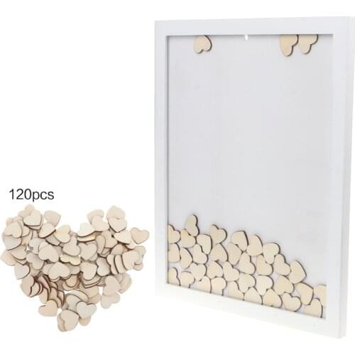 Romantic Wedding Photo Frame Signature Guest BookBridal Bookcase Box With 120pcs Heart Drop Top Wooden Memory Visitor Books