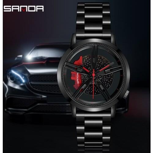 SANDA 2021 Fashion Creative Racing Watch Roulette Series Quartz Watch Stainless Steel Waterproof Strap Outdoor Relogio Masculino
