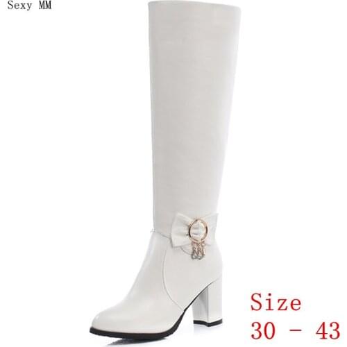 Spring Autumn Women Knee High Boots High Heel Shoes Woman Thigh High Boots Small Plus Size 30 31 32 33 - 41 42 43
