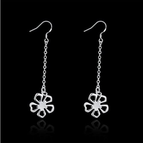NewFashion 925 Sliver Five-leaf CloverEarrings Beautiful Romantic Wedding Gift Delicate Birthday Present Daily Party Accessories