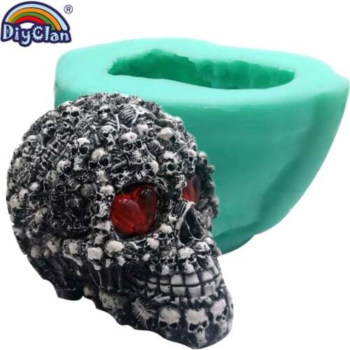 3d Big Size Skull Plaster Silicone Mold Halloween Cake Decorating Tools DIY Skulls Skeleton Resin Candle Handmade Mould Making