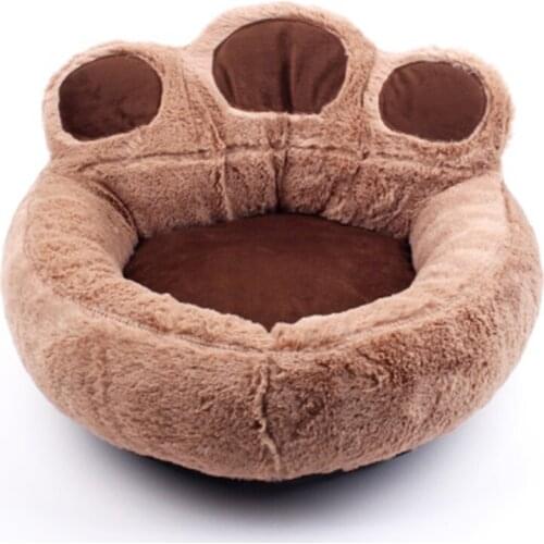 Pet Dog Cat Winter Warm Fleece Dog Bed Round Small Medium Large Dog Beds Cute Paw Kennel For Cat Puppy Sofa Beds
