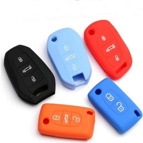 Tonlinker 1 Pcs Car Styling ABS Print Five Color for Smart and Folding Key Cover Case Stickers for Peugeot 2008 2014 Accessories