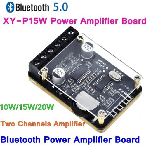TZT 10W/15W/20W Stereo Bluetooth 5.0 Power Amplifier Board 12V/24V High Power Digital Amplifier Module XY-P15W
