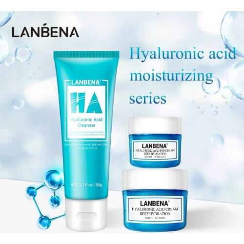 LANBENA Hyaluronic Acid Moisturizing Series Face Cream Hydration Eye Remove Fine Lines Facial Cleanser Maintain PH balance Skin