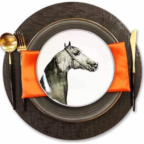 A Dinnerware Set Western Dinner Steak Plate Set Horse Design Food Tray High-class Restaurant Service Plate Round Dish Bone China