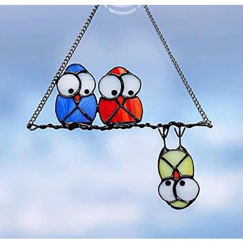 Bird Stained Pendant Window Hanging Pendant Suncatcher Acrylic Birds Wall Room Home Decor 2021 Spring Decoration Poster, hogar