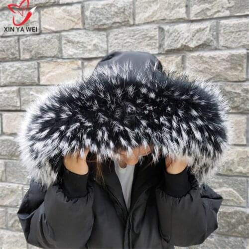 Raccoon fur collar, natural fur trim, Custom sweatshirt, Fox fur collar, down coat trim, hood, natural winter scarf