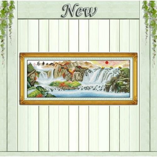 Rising Sun river and mountain China scenery Cross Stitch DMC 14CT 11CT Counted printed on canvas Embroidery sets Needlework kits