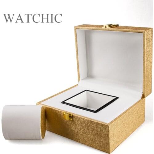 High Quality Minimal Gold Leather Watch Storage Display Boxes Case Leather Watch Box Jewelry Case Gold Gift Box