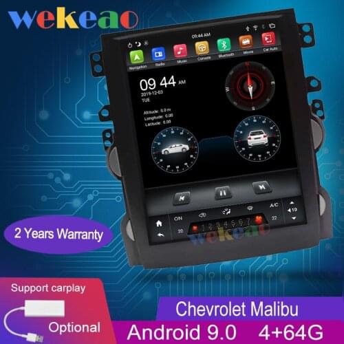 Wekeao Vertical Screen Tesla Style 10.4'' Android 9.0 Car Radio Automotivo For Chevrolet Malibu Car Dvd Player GPS Navigation 4G