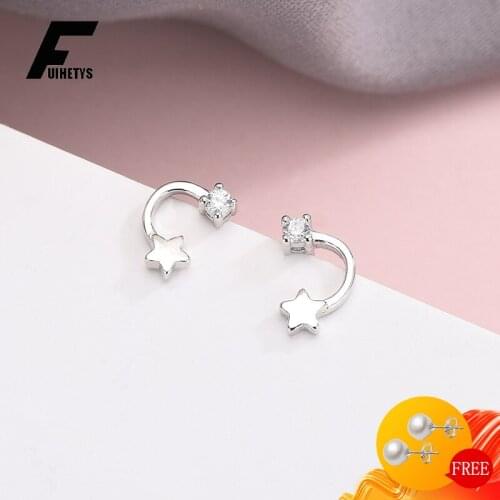 Fashion Earrings 925 Sterling Silver Jewelry Accessories for Women Wedding Party Star Shape Zircon Gemstone Charm Stud Earrings