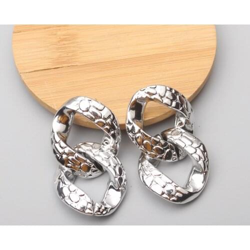 Trendy Snake Skin Pattern Personality Big Chain Dangle Earrings for Woman Acrylic Brincos Retro Exaggerated Jewelry Student Gift