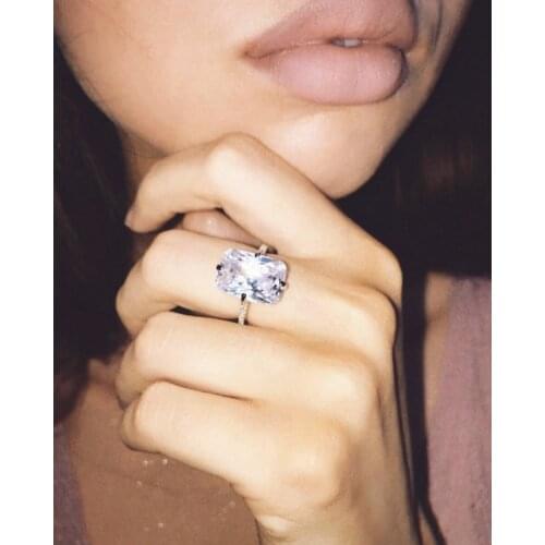 Original 925 sterling Silver Engagement wedding Rings for Women Luxury Three colors square Simulated Diamond topaz ring jewelry