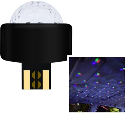 1pcs mini crystal stage LED lamp car colorful decorative lamp USB Car disco family gathering atmosphere lamp car interior light