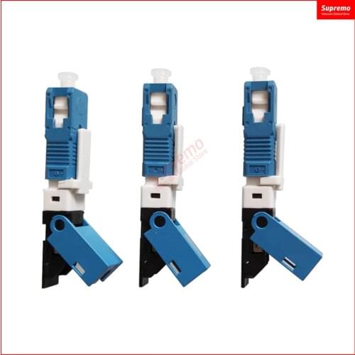 200PCS FTTH SC/UPC fast connector Single-Mode Optical Fiber Quick Connector Embedded Type SC UPC Connector Blue