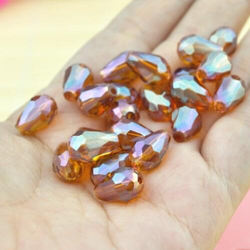 300pcs/lot Clear Red Plated Drop Beads Faceted Crystal Glass Beads Pendants 8x12mm Curtain Craft Jewelry Making DIY Beads