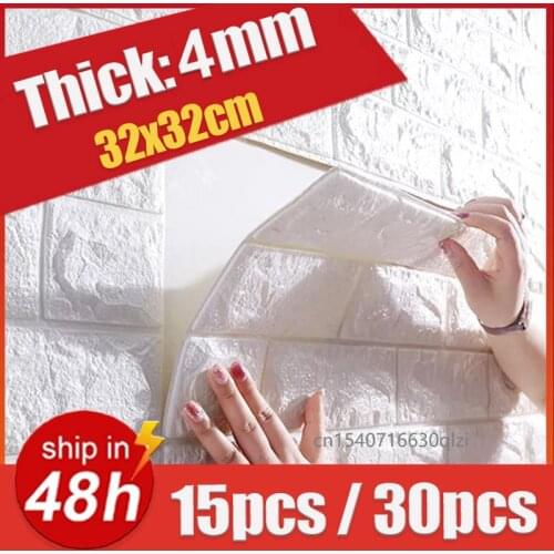 3D Brick Wall Sticker 3D Foam Self-Adhesive Anti-Collision Wallpaper PVC Wall Panel Childrens Room Home Decor 7mm Thicken Panel