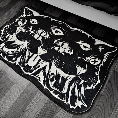 60x100cm Black Cat Tarot Hallowe Xmas Party Floor Mat Rug Doormat Carpet Bedroom Living Room Outdoor Non-slip Mat